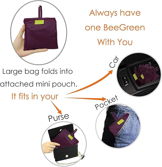 BeeGreen Green Reusable Grocery Bags Wholesale Moss Green Reusable Kitchen Bags Bulk Foldable-Machine Washable with Zipper Storage Pouch 50 Packs