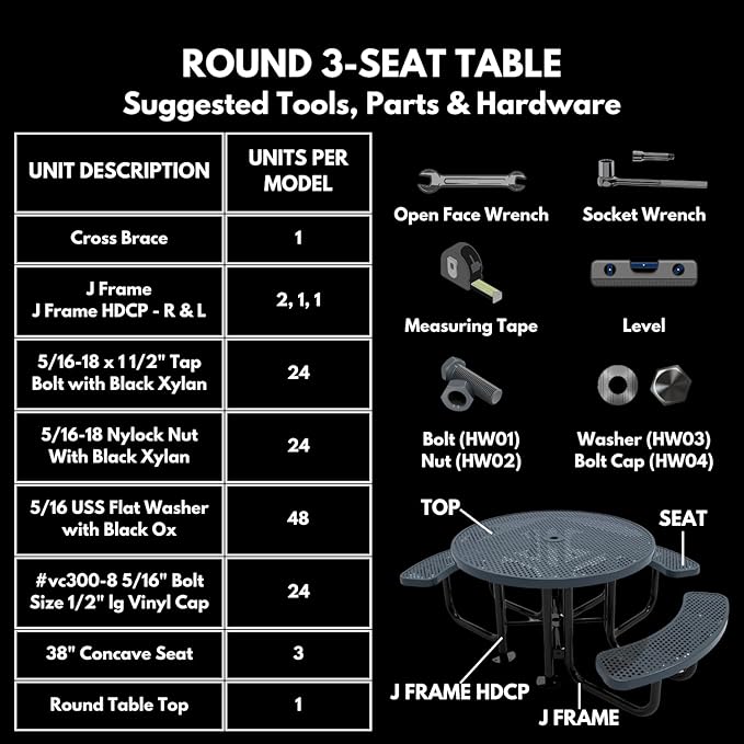COATEDOUTDOORFURNITURE Heavy-Duty Portable Outdoor Picnic Table with Umbrella Hole, Expanded Metal Patio Dining Furniture Made in America (46" Round Top, Textured Burgundy)
