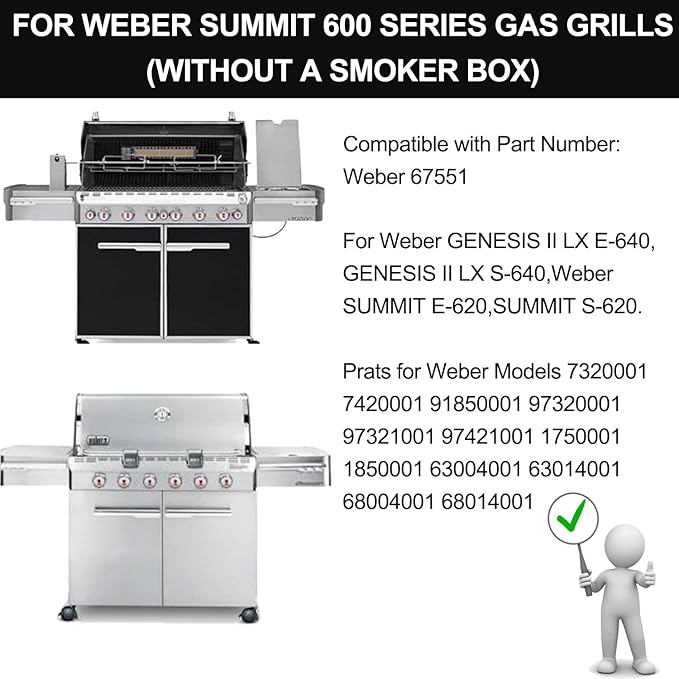 Grill Grates Replacement Parts for Weber Summit Grates 67551, Grate Parts for Weber Summit 600 Series E-620 S-620 & Genesis II LX E-640 S-640, Stainless Steel,3-pack