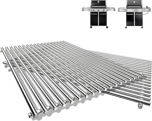 QuliMetal 19.5" 9MM Grill Grates for Weber Genesis 300 Series – Grill Parts for Weber Genesis E310 E320 E330 S310 S320 S330 (2007-2016), Weber 7528/7524, Pit Boss PB700 Series, 304 Stainless Steel