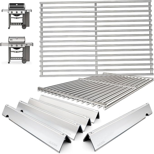 SUS 304 Genesis II 300 Grill Parts Kit for Weber Genesis II/LX GS4 300 Series Grills Genesis 2 E-325 E-310 E-330 E-315 S-310 S/E-335 SE-335 SE-310 Parts, 66095 Grill Grates 66032 Flavorizer Bars