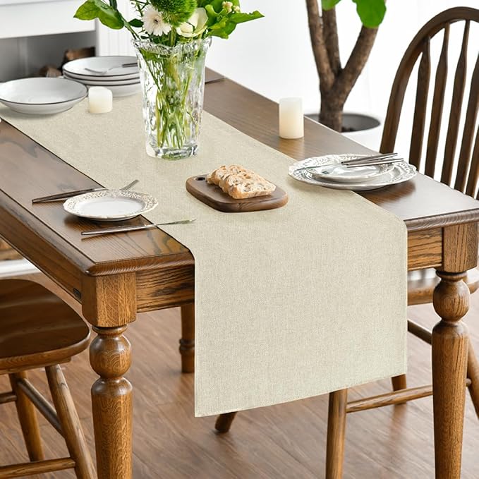 Artoid Mode Beige Table Runner, Seasonal Summer Fall Washable Kitchen Dining Table Decoration for Home Party Decor 13x36 Inch