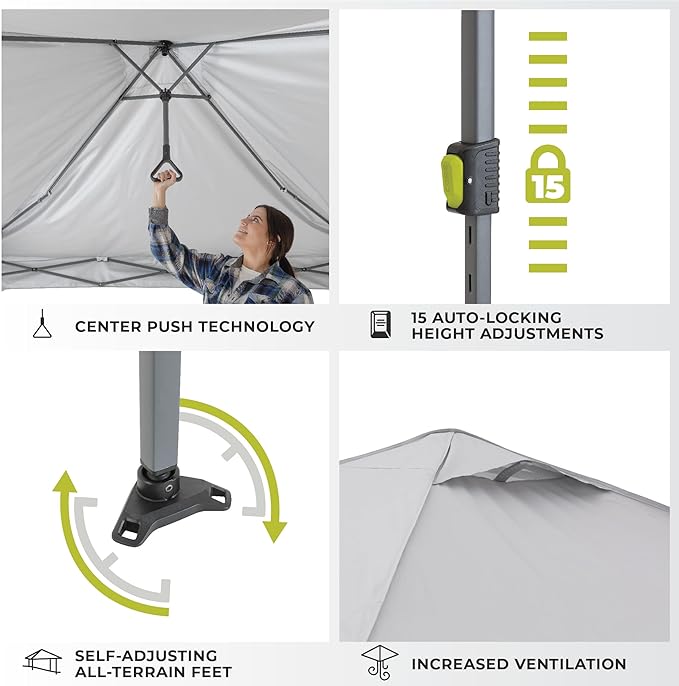 CORE 10 FT x 10 FT Instant Pop Up Canopy Tent | Portable Straight Leg Outdoor Gazebo Shelter with Wheeled Carry Bag | Perfect for Camping, Beach, Picnic, Backyards, BBQ, Tailgate, Patio and Party