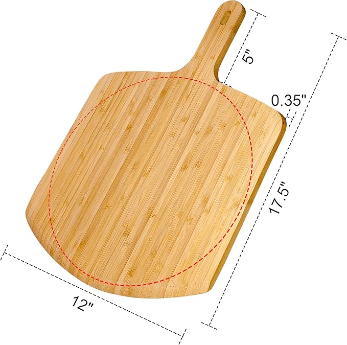 Pizza Peel 12inch Bamboo Pizza Paddle Wooden Pizza Peel Pizza Server for Ooni Oven Accessory Pizza Spatula Baking Homemade Cheese Bread Turner Pizza Pre board Pizza Tools Gift