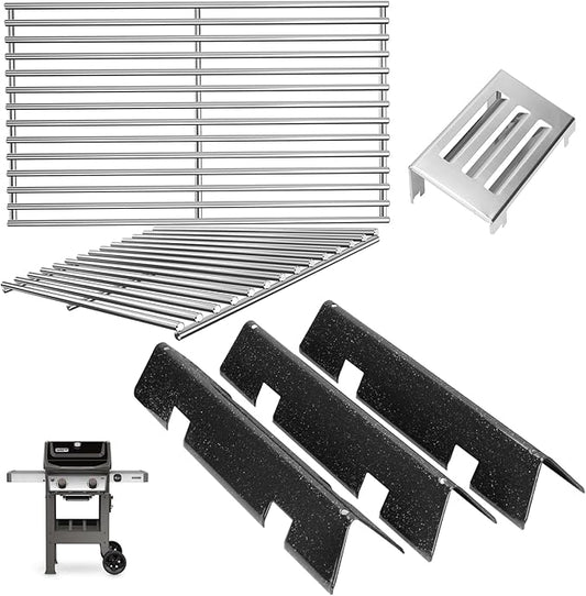 GS4 Spirit II Grill Parts for Weber Spirit 2 Replacement Parts Spirit II 200 SER Parts for Weber GS4 Spirit 2 Flavorizer Bars 7635 67045 68842, 7637 64815 Stainless Steel Grates, Heat Deflector 67060