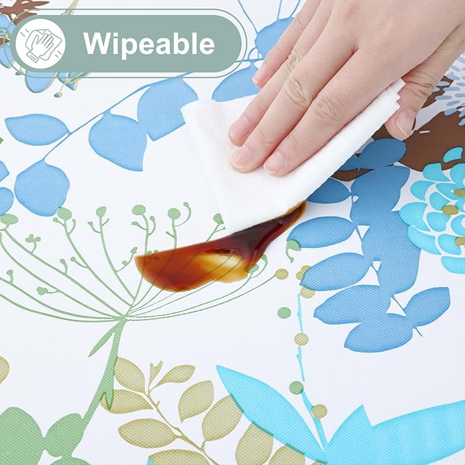 misaya Rectangle Waterproof Vinyl Table Cloth, Wipeable Tablecloth with Flannel Backing, Plastic Table Cover for Dinner, Picnic, Indoor and Outdoor (Leaves, 52" x 70")