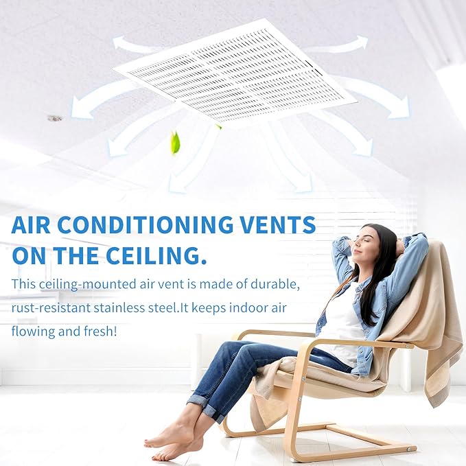 18x10 Vent Register [Duct Opening], Vent Covers for Home Ceiling, Two-Way Ventilation Register, Adjustable Solid Steel Wall Register Vent Cover (18"W x10"H [Duct Opening])