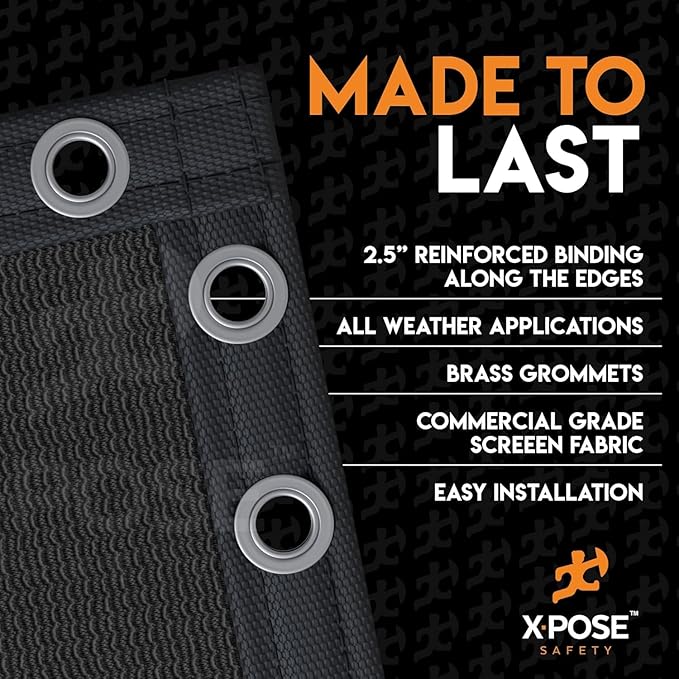 Xpose Safety Privacy Fence Screen 8’ x 50’ (2 Pack) – Heavy Duty Black Mesh with 90% Visibility Block, UV Protection – Includes Cable Ties – for Garden, Yard, Nursery, Kennel, Dog Run, Greenhouse