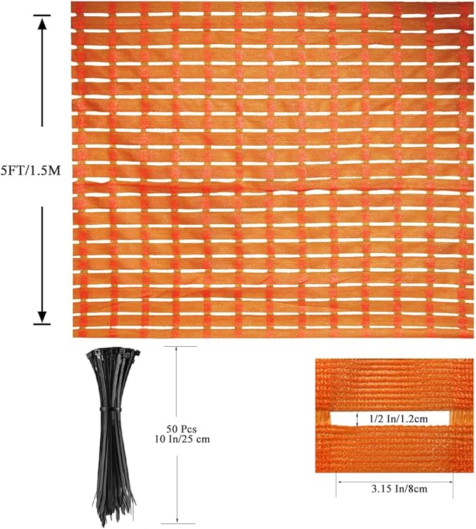 5x100 FT Orange Safety Fence, Plastic Mesh Roll for Temporary Barrier Use in Construction Sites, Snow Fencing Driveway Marking, Ski Trails, Crowd Control & Nighttime Emergency Warning