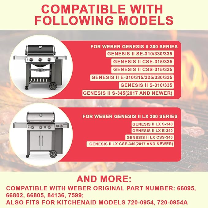 66095 Genesis II Grill Grates for Weber Genesis II/ II LX300 Series E-325 E-310 E-330 E-315 S-345 Grill Parts, for Weber Genesis 2 S-310 II S-335 II E-335 II SE-335 II SE-310 66802 66805 Grill Grates