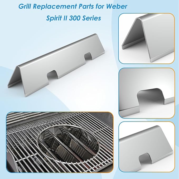 Grill Parts for Weber Spirit II Grill Replacement Parts, 7636 Flavorizer Bars, 69787 Burner and 67060 Heat Deflector for Weber Spirit 2 Grill Parts, for Weber Spirit II E310 E320 S310 S-320
