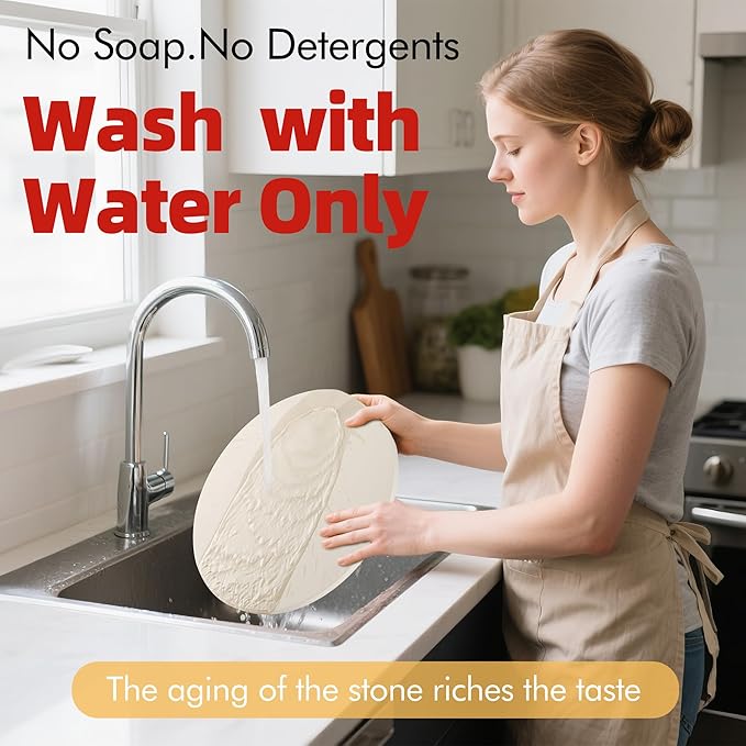 16" Round Pizza Stone, Heavy Duty Cordierite Pizza Pan for Grilling & Pizza Oven, High Temperature Resistant Baking Stone for Pizza, Bread, Meat and More
