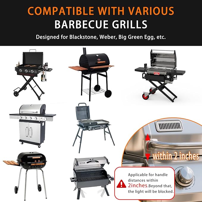 Thanksgiving & Christmas Gift Pick, BBQ Grill Light for Blackstone Griddle, Solar/USB-C Rechargeable LED Grill Lights for Outdoor, Auto On/Off 360° Rotation, Grill Lights for Griddle Accessories