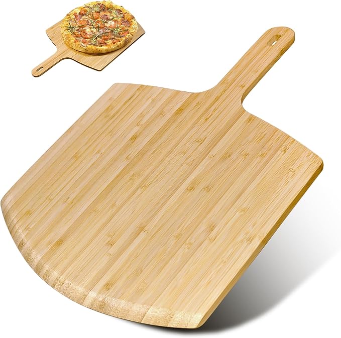 Pizza Peel 12inch Bamboo Pizza Paddle Wooden Pizza Peel Pizza Server for Ooni Oven Accessory Pizza Spatula Baking Homemade Cheese Bread Turner Pizza Pre board Pizza Tools Gift
