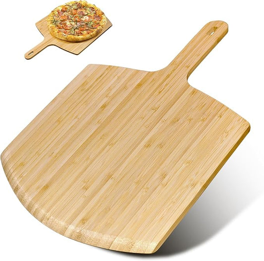 Pizza Peel 12inch Bamboo Pizza Paddle Wooden Pizza Peel Pizza Server for Ooni Oven Accessory Pizza Spatula Baking Homemade Cheese Bread Turner Pizza Pre board Pizza Tools Gift
