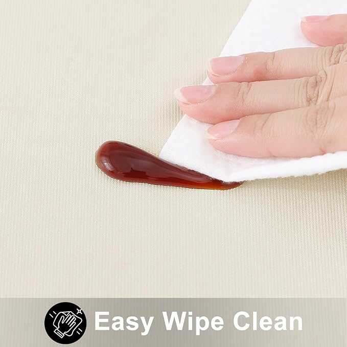 Smiry Round Table Cloth 60 Inch, Waterproof Wipeable Vinyl Tablecloths Protector, Oil Spill Proof Plastic Table Cover for Dining, Picnic, Camping, Outdoor, Beige