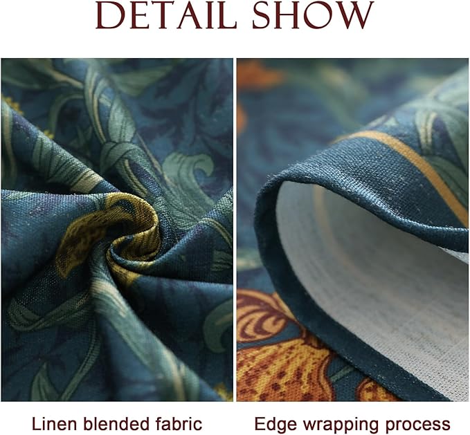 patdrea Designer Vintage Dark Blue Linen Rectangle Tablecloth,French Rustic Floral Pattern Tablecloths,Decorative Table Cover Cloth for Kitchen,Dining,Tea Party,Home,Christmas,67"*118"