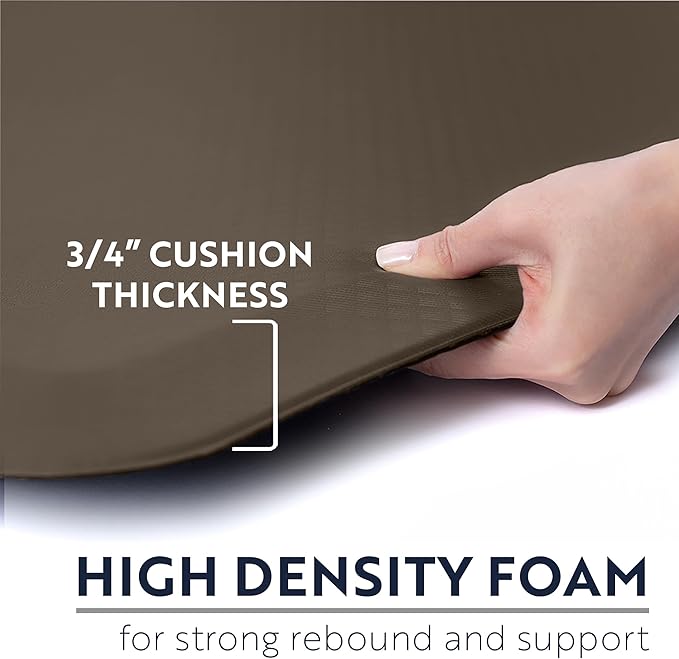 KANGAROO Thick Ergonomic Anti Fatigue Mats for Kitchen Floor, 70x24 Runner, Cushioned Standing Office Desk Mat, Waterproof Scratch Resistant Top, Supportive All Day Comfort Padded Foam Rug, Coffee