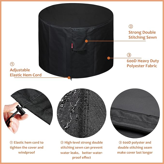 SheeChung Fire Pit Cover Round 30" Dx25 H,Propane Firepit Covers for Bali Outdoor Fire Pit,Waterproof 600D Outdoor Cover,Outside Gas Fire Pit Cover