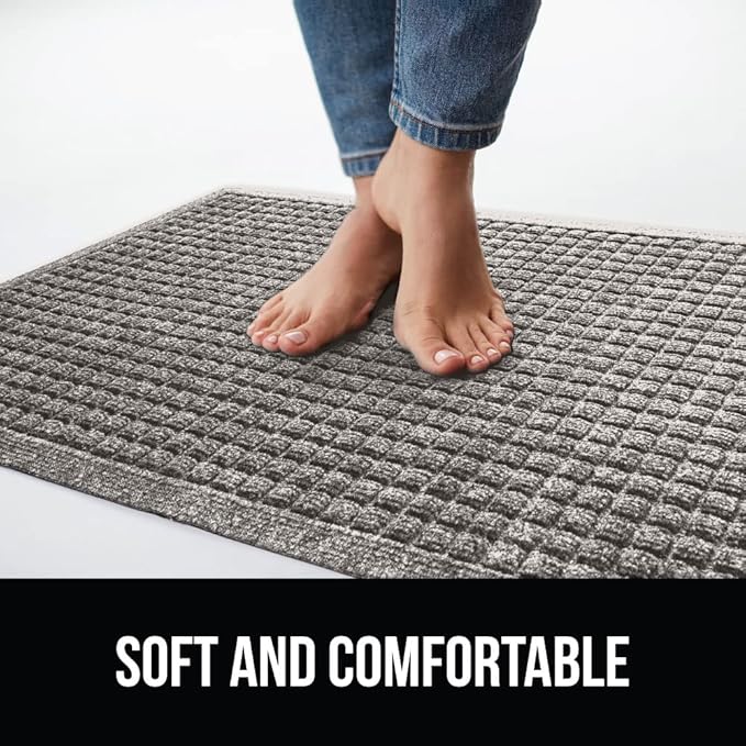 GORILLA GRIP Front Door Mat, 35x23, Indoor Outdoor Ultra Absorbent HydroAbsorb Doormat, Absorbs Up to 5.7 Cups of Water, Stain and Fade Resistant, Rubber Backing Doormats, Captures Dirt, Charcoal