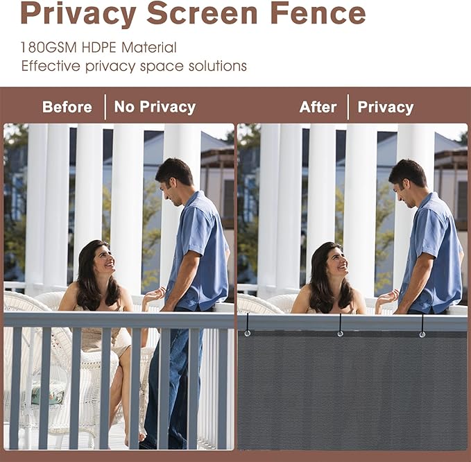 Sunny Guard Customized 3'x1' Dark Grey Balcony Privacy Screen,90% Shade Apartments Fence Cover,Heavy Duty Mesh Windscreen for Deck,Outdoor,Backyard,Patio