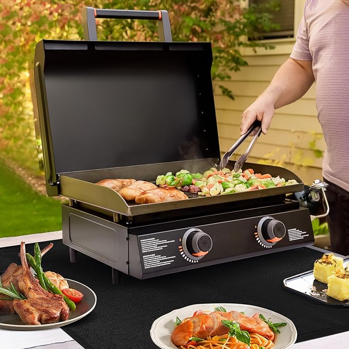 25 x 19.5in Heat Resistant Grill Mats for Outdoor Grill to Protect Your Prep Table and Outdoor Grill Table - Fire Proof & Water Proof & Oil Proof BBQ Mat - Black (0.6mm)