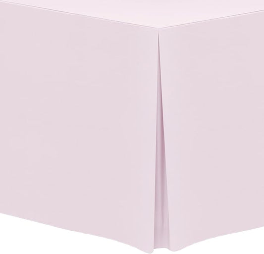 Ultimate Textile 5 ft. Fitted Polyester Tablecloth - Fits 30 x 60-Inch Banquet and Folding Rectangular Tables - 42" H, Blush Ice Pink