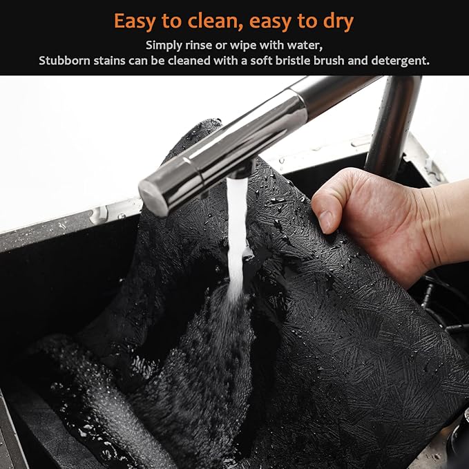 Vinyl Placemats Set of 6 Faux Leather 100% Waterproof Wipeable Washable Place Mats Heat Resistant Easy Clean Non-Slip Table Mats for Indoor Outdoor. (6,Black)