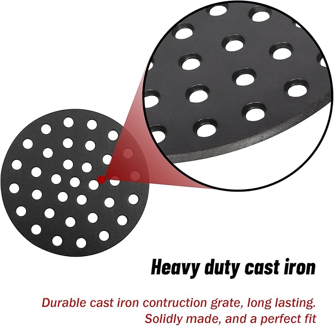 Dracarys 10.5 inch Cast Iron Charcoal Grate,BBQ High Heat Charcoal Plate Fit for Kamado Joe Classic Weber smokey joe Fire Grate Pit Boss Grill Parts Charcoal Grate Replacement Parts-10.5 inch