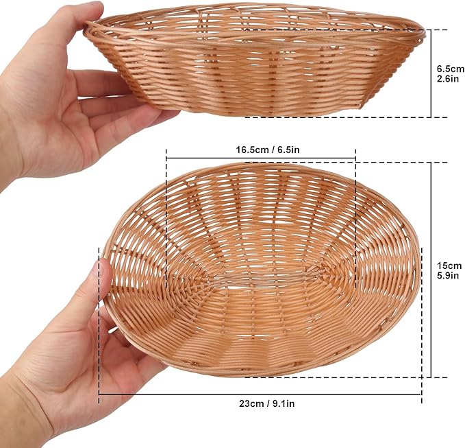 22 Pack 9 Inches Oval Wicker Bread Basket, Woven Serving Basket, Wicker Fruit Baskets for Table, Restaurants, kitchen, Party (9.06 x 5.91 x 2.56 Inch)