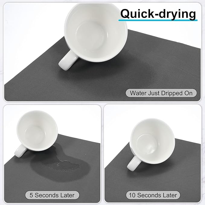 uxcell Silicone Mats for Kitchen Counter, 15.7" x 11.8" Non-Slip Countertop Protector Mat Heat Resistant Coffee Mat Waterproof Table Placemat, Dark Gray