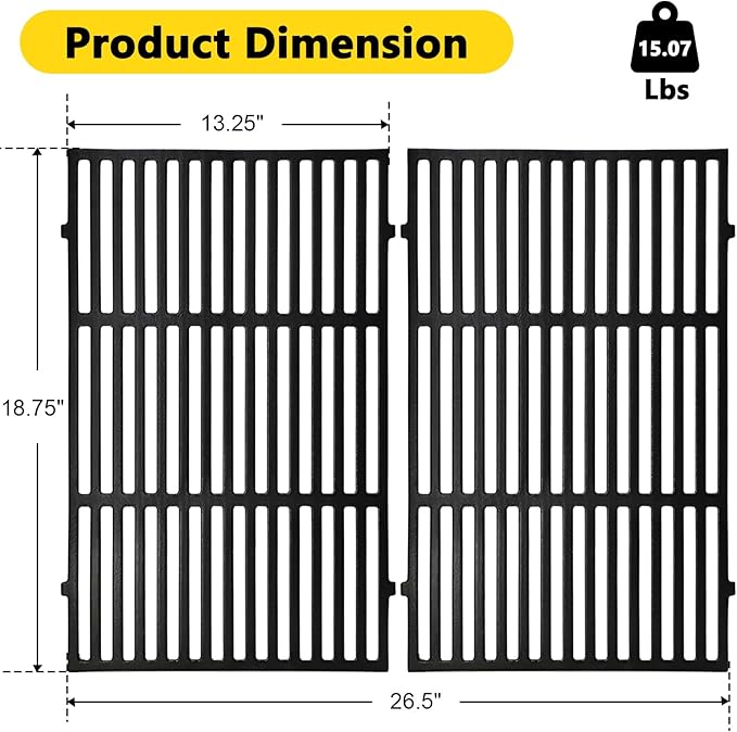 66095 Grill Grates Replacement for Weber Genesis II 300 and II LX 300 Series Gas Grills, 18.75" Cast Iron Cooking Grates for Weber Genesis II E-310 E-315 E-330 E-335 S-310 S-335 S-345