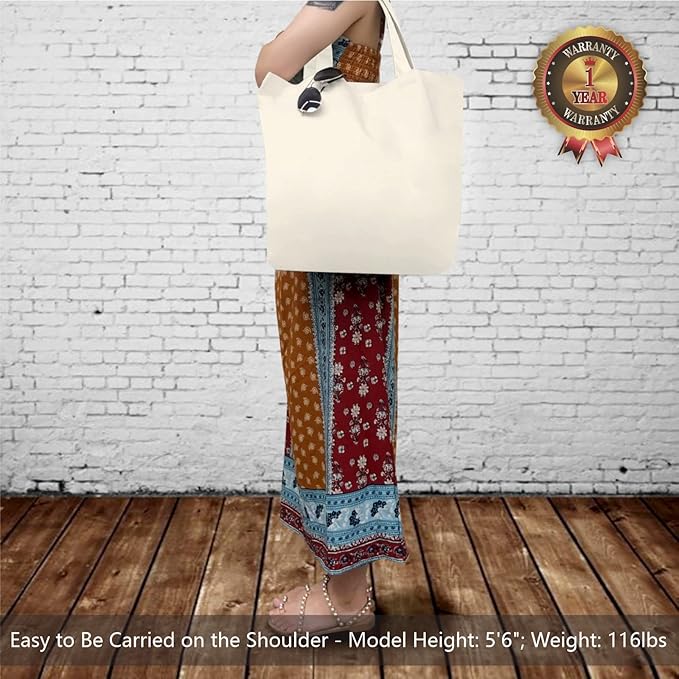TOPDesign 6-Pack Super Strong Large 12oz Cotton Canvas Tote Bags, Reusable Grocery Shopping Cloth Bags, Fashionable Two-Tone Totes for Crafts, DIY Your Creative Designs
