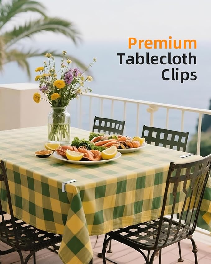 12 Pack Tablecloth Clips - Heavy Duty Picnic Table Clips, Stainless Steel Table Cloth Cover Clamps, Table Cloth Holders Ideal for Restaurant Picnics