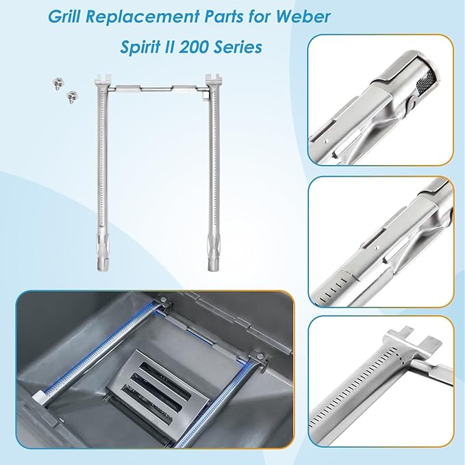 Grill Parts for Weber Spirit II Grill Replacement Parts, 7635 Flavorizer Bars, 69785 Grill Burner and Heat Deflector for Weber Spirit 2 Grill Parts, for Weber Spirit II E-210 E220 S210 S220