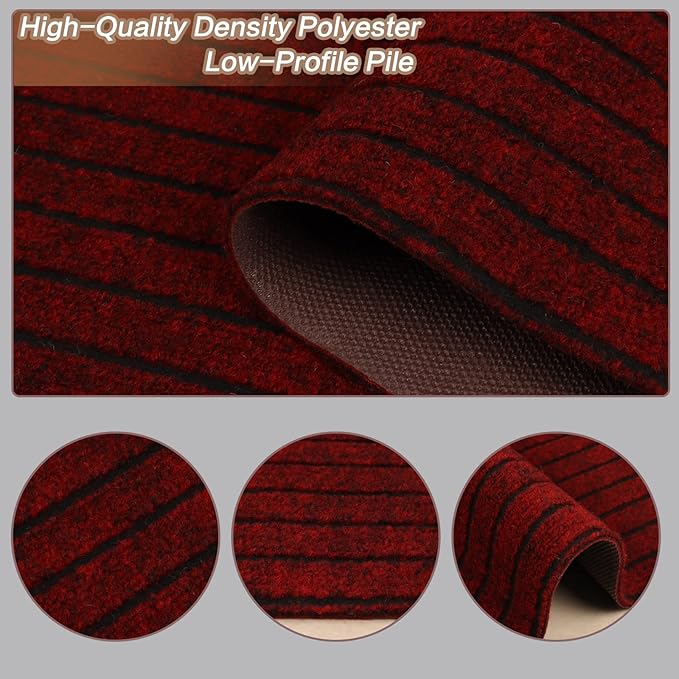 3' x 39' Runner Rugs with Rubber Backing, Indoor Outdoor Utility Carpet Runner Rugs, Stripe Red, Can Be Used as Aisle for The RV and Boat, Laundry Room and Balcony