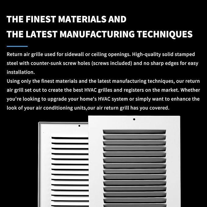6x10 Vent Cover(Duct Opening Size),Air Return Vent Cover,Flat Vent Cover,Rejillas De Aire Acondicionado para Casa,Return Air Grilles,Outer Dimensions:7.75"W x 11.75"H(6"W x 10"H, Duct Opening)