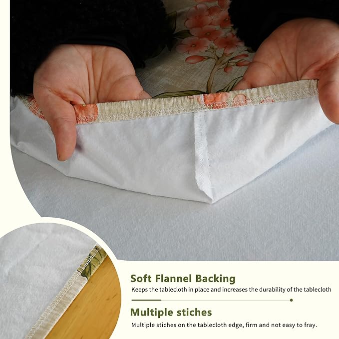 Rectangle Picnic Table Cloth, Elastic Waterproof Fitted Vinyl Tablecloths for 5 Foot Tables, Wipeable Flannel Backed Table Covers for Dining, Camping, Outdoor(Flower,30"x60")