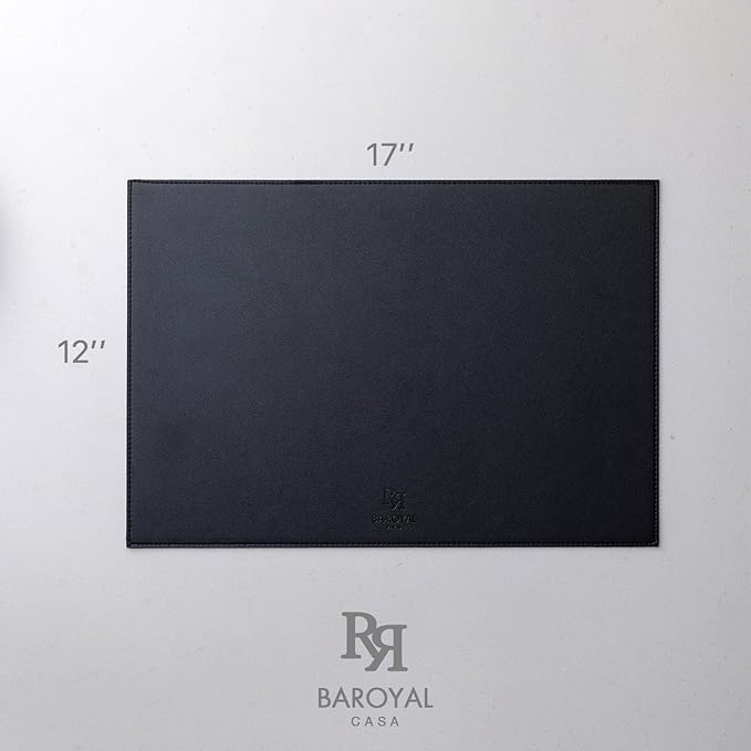 Faux Leather Placemats Set of 8 Vinyl Washable Wipeable Table Mats for Kitchen Dining Table Heat Resistant Waterproof Modern Indoor/Outdoor Placemats Non-Slip Easy Clean Place Mats (Black)