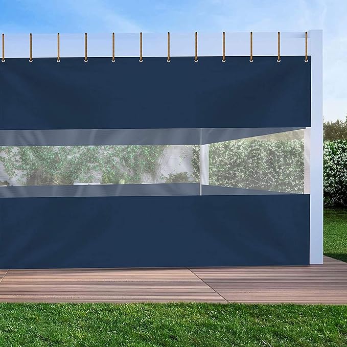 Covers & All Outdoor Clear Panel Curtain, 12 oz Vinyl Outdoor Curtains for Patio, Weather Resistant Waterproof Tarp with Brass Grommets for Pergola, Porch, Gazebos, Balcony (12'H x 9'W Feet, Blue)