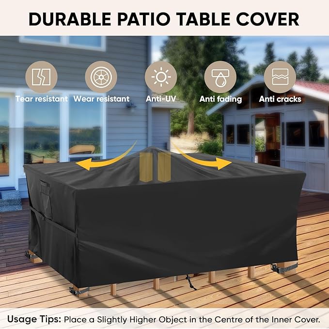 BALEINE Patio Furniture Covers, Outdoor Furniture Covers Waterproof, Heavy Duty Oxford Patio Table Cover for Outdoor Table, Chair, Sofa, Desk (Black 86"L×44"W×28"H)