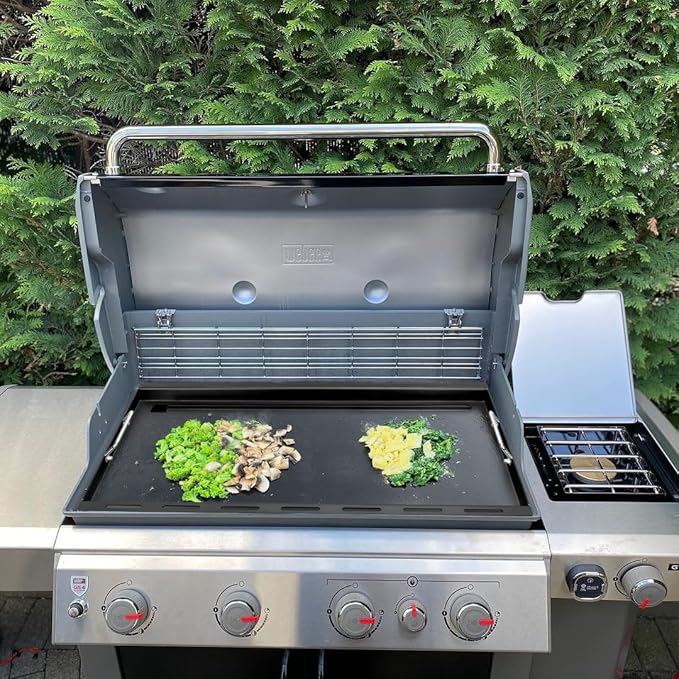 Full-Size Griddle Inserts for Weber Genesis II 400 Series Gas Grills, Flat Top Griddle with Handles for Genesis II E-410 S-410 E-435 S-435 E-440 S-440 LX E/S-440, Replace for Weber 6789