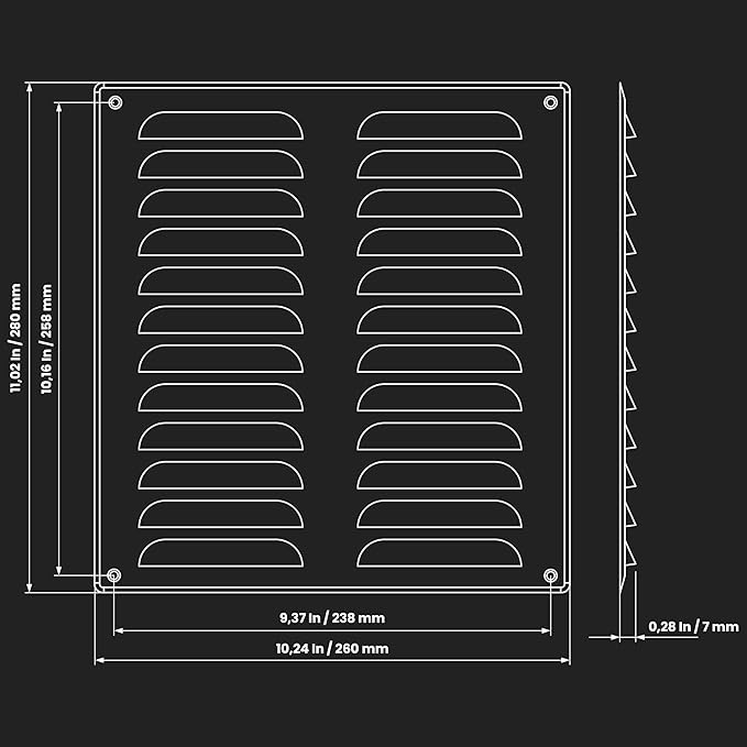 Repa Market 10" x 11" Inch Aluminum Vent Cover – Rustproof Wall and Ceiling Grille with Screen Mesh – Air Intake, Return Register – for HVAC Duct Openings – Indoor or Outdoor Ventilation Systems