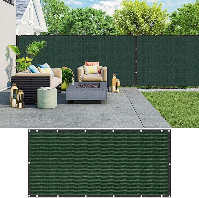 LITA 6' x 15' Garden Privacy Fence Screen Cover (HDPE) UV Protection Weather-Resistant Heavy Duty Shade Cover for Deck, Patio, Backyard, Outdoor Pool, Porch, Railing, Dark Green, Customizable