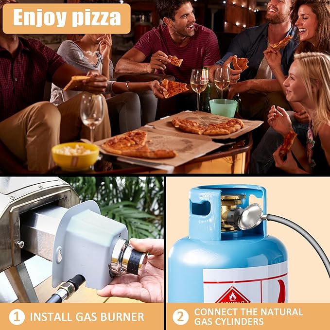 Utheer Gas Burner Attachment for Karu 12 / 12G / Karu 2 & Fyra 12 Pizza Ovens, No Assembly Propane Burner with Upgraded Electronic Ignition, Pizza Oven Accessories