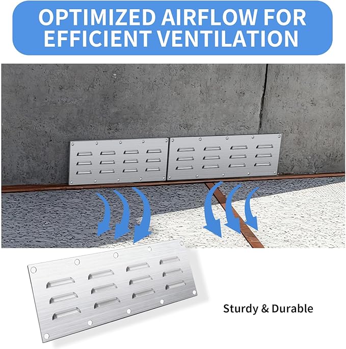 4 Pack Stainless Steel Venting Panel for BBQ Grill Accessory, 15x4.5 Inch (12-Slots), 304 Grade Metal Vent Cover for Masonry Fire Pits & Outdoor Kitchens, Weather Resistant, 15" by 4-1/2"
