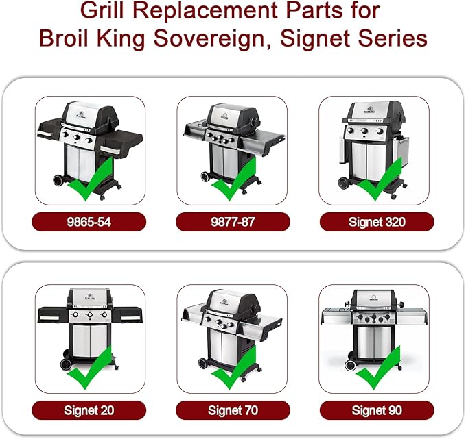 Hiorucet Grill Parts for Broil King 9468-54, 9468-57, 95693, 9864-27, 9864-54, 9864-57, 9865-24, 9865-27, Signet 20 320 40 70 90, Sovereign 20 70 90, Heat Plates and Burners for Broil King Gas Grill