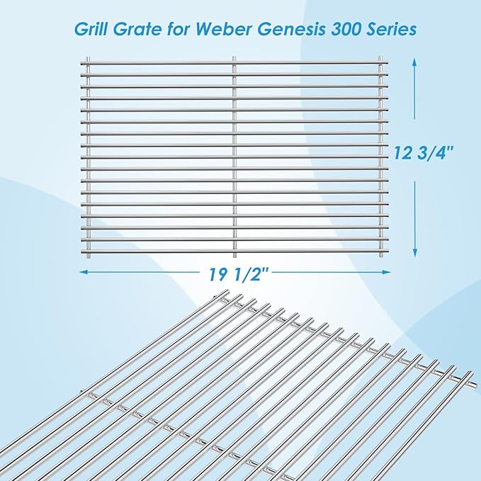 7528 7524 19.5" Grill Grates for Weber Genesis 300 Series Genesis E310 E320 E330 S310 S320 S330 EP310 EP320 EP330 for Weber Genesis 300 Grill Parts, 7MM Stainless Steel