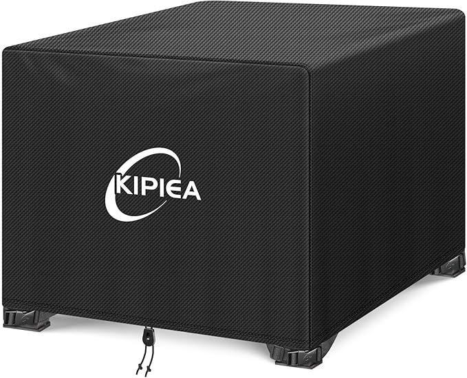 Kipiea Square Fire Pit Cover - Upgraded 600D Strong Tear Resistant, 100% Waterproof Fire Pit Table Cover, UPF 50+ Outdoor Firepit Cover Square Fading Resistant, 44" L x 44" W x 24" H
