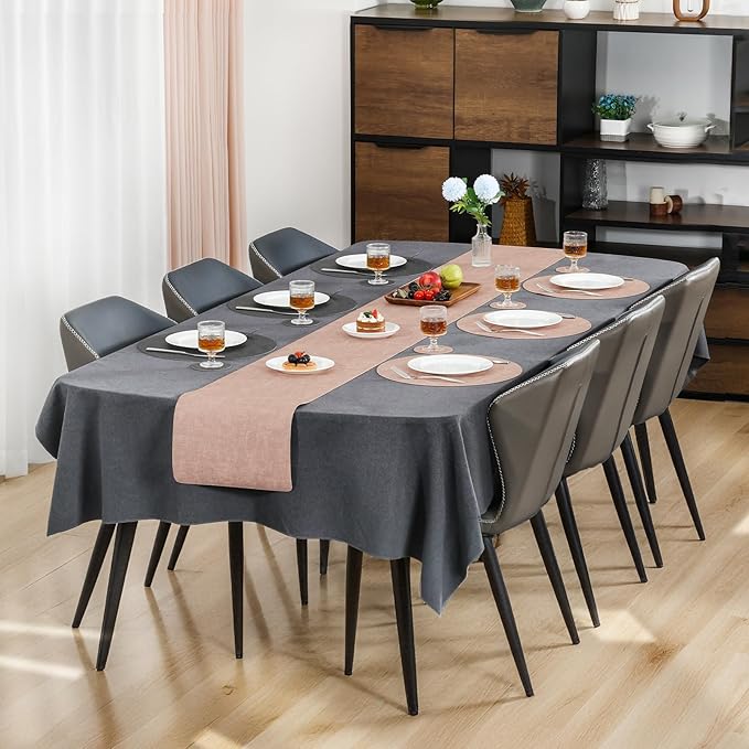 Myir JUN Round Placemats, Dual Sided Faux Leather Place Mats Set of 6 Indoor/Outdoor Non-Slip Washable Table Mats (Gray Pink, Set of 6)